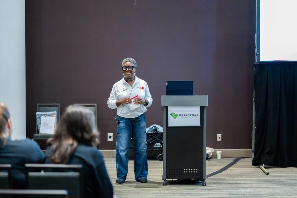 Pamela Askew, Executive Director, speaking at Family Dental Health corporate event